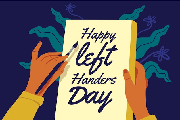 Free vector left handers day concept with painting brush