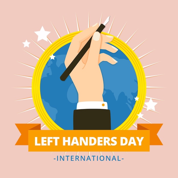 Left handers day in flat design