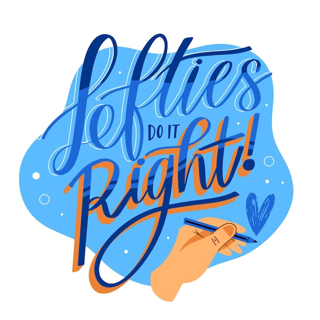 Free vector left handers day lettering concept