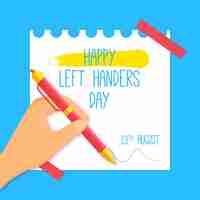 Бесплатное векторное изображение День левшей с рукой и ручкой