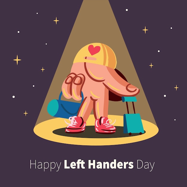 Left handers day with hand wearing shoes