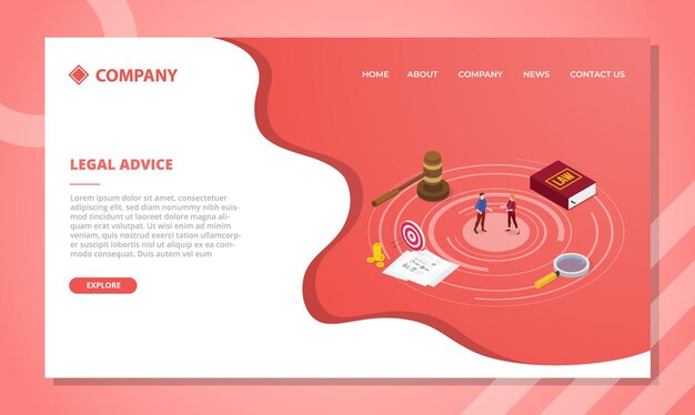 legal advice concept for website template or landing homepage design with isometric style