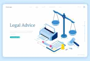 Free vector legal advice isometric landing page