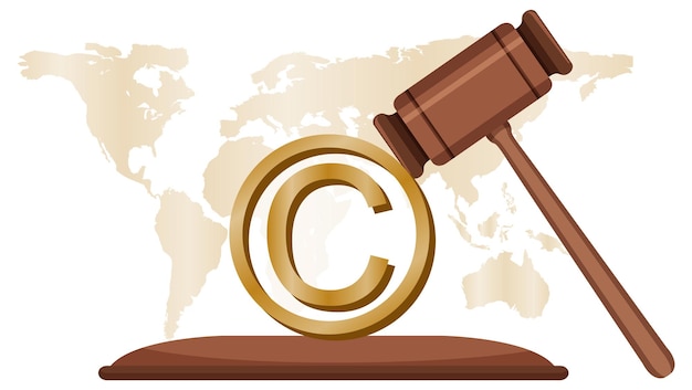 Vettore gratuito simbolo legale del martello e del copyright