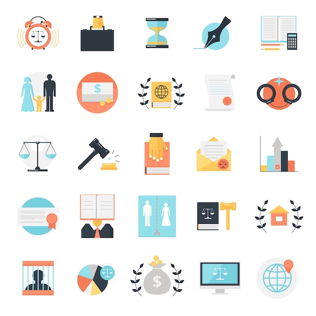 Legal profession icons collection