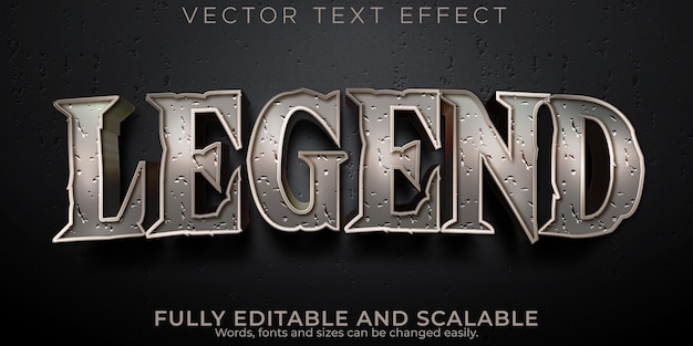 Legend text effect, editable stone and warrior text style Premium Vector