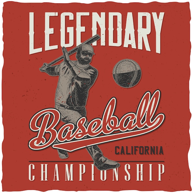 Free vector legendary baseball championship retro poster