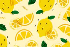 Free vector lemon fruit memphis style