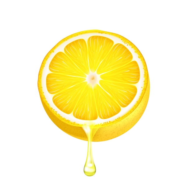 Половина лимона сочное реалистичное изображение