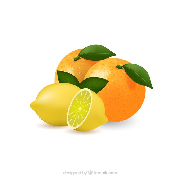 лимон и апельсин векторной графики