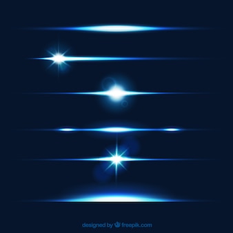 Lens flare dividers collection in blue color