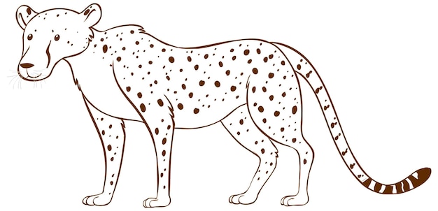 Leopardo in stile semplice doodle su priorità bassa bianca