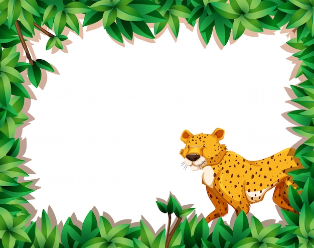 Free vector a leopard on nature frame