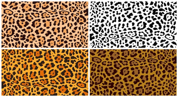 ヒョウ柄 チーターのシームレスパターン ジャガーの質感 ジャングルのエキゾチックな背景 レオリピートデザイン 野生動物の毛皮のイラスト テキスタイル 壁紙 ファブリックの抽象的なカモフラージュ プレミアムベクター