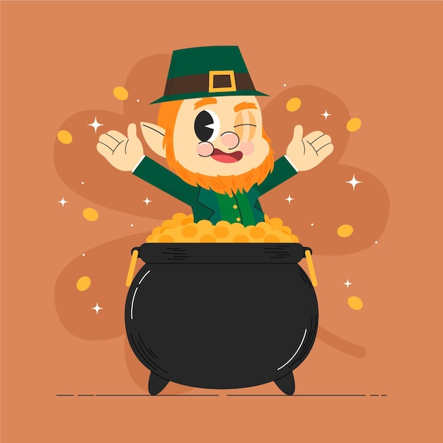 Free vector leprechaun cartoon illustration