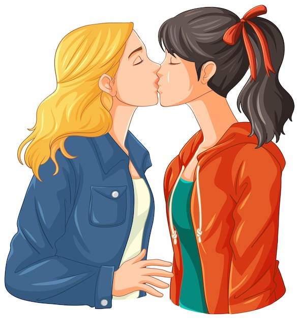 Free vector a lesbian couple kissing