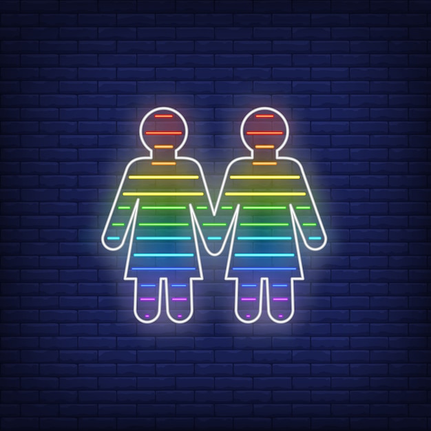 Vettore gratuito insegna al neon delle coppie lesbiche