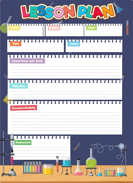 Free vector lesson plan for student lined notepad