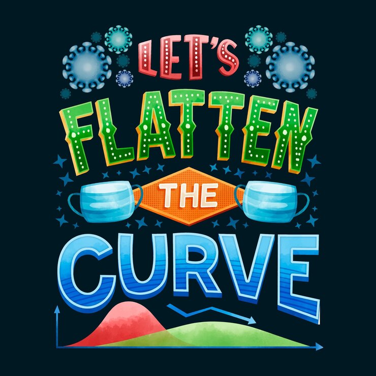 मुफ़्त वेक्टर let's flatten the curve lettering