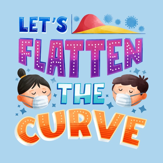 Free vector let's flatten the curve lettering