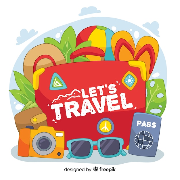 Free vector let's travel