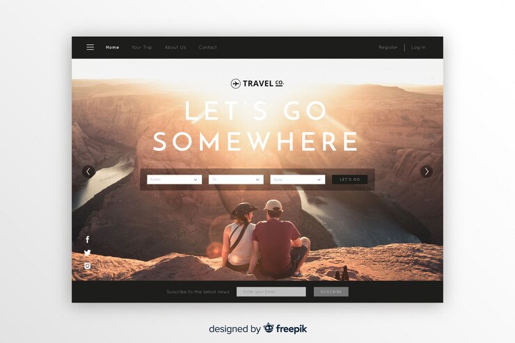 Free Vector let us go somewhere travel landing page