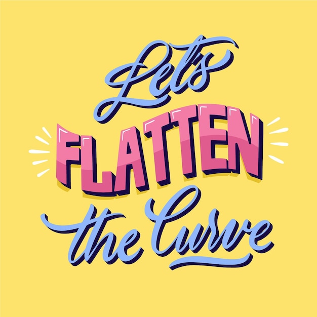 Free vector lets flatten the curve lettering