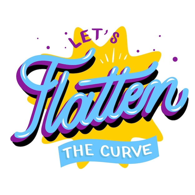 Free vector lets flatten the curve lettering