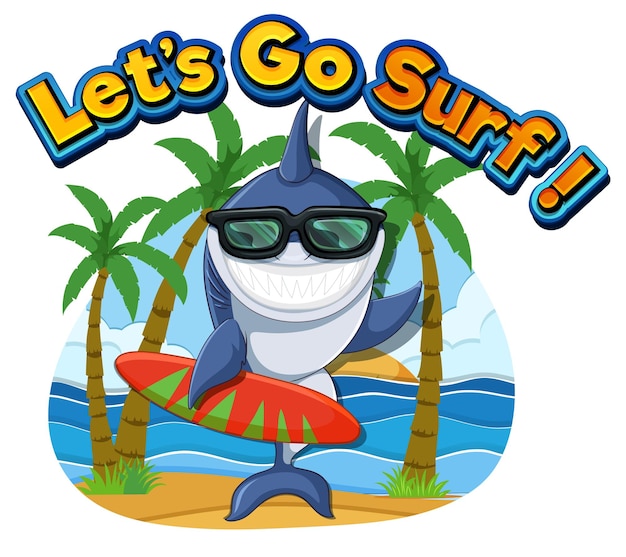 Lets go surf with shark icon