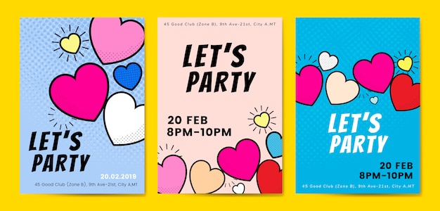 Free vector lets party hearts background vectors