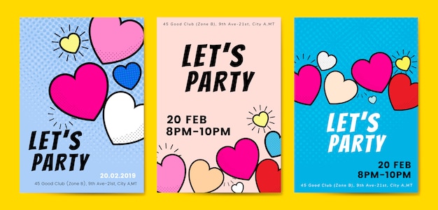 Lets party hearts background vectors