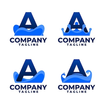 手紙水​に​関連する​あらゆる​ビジネス​に​適した​水​効果​の​形​を​した​ロゴ​の​組み合わせ