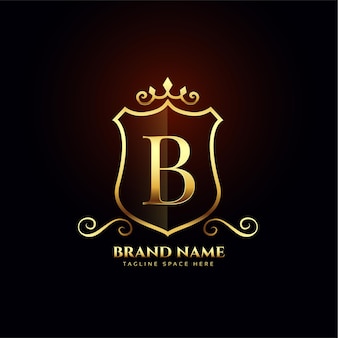 Letter b ornamental golden logo concept design