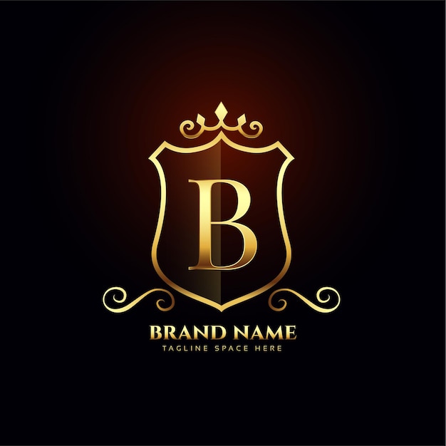 Буква B декоративный золотой дизайн концепции логотипа