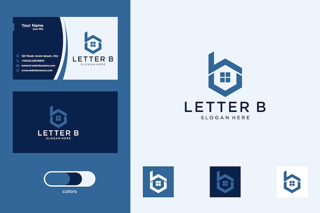 Letter b with home modern logo design