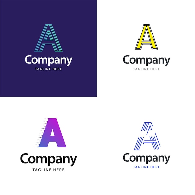 Vettore gratuito lettera a big logo pack design design moderno e creativo dei loghi per il tuo business illustrazione del nome del marchio vettoriale