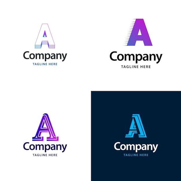 편지 A 빅 로고 팩 디자인 귀하의 비즈니스 벡터 브랜드 이름 일러스트레이션을 위한 크리에이티브 모던 로고 디자인