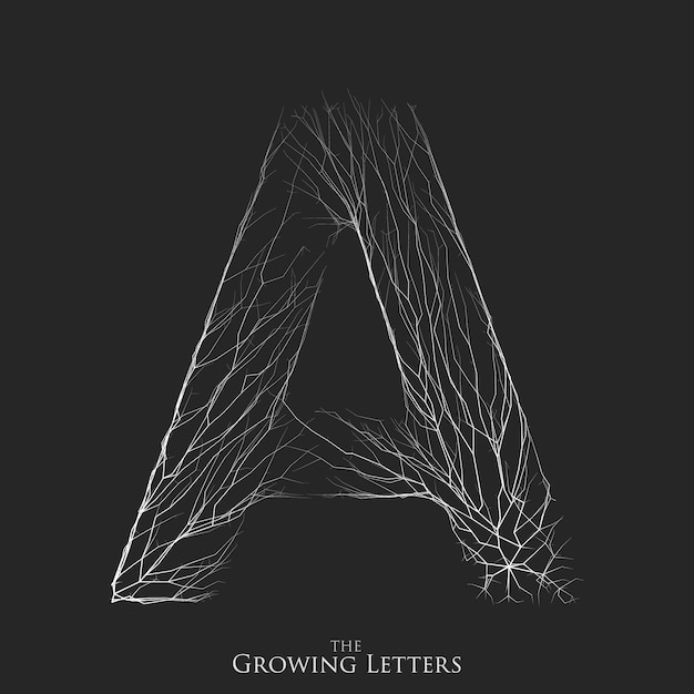 Letter A of branch or cracked alphabet