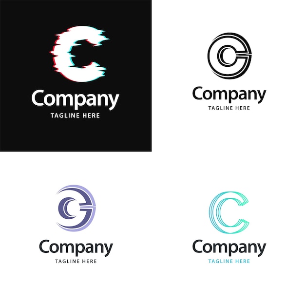 무료 벡터 letter c 빅 로고 팩 디자인 귀하의 비즈니스 벡터 브랜드 이름 일러스트레이션을 위한 크리에이티브 모던 로고 디자인