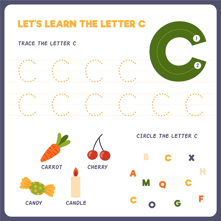 Free Vector letter c worksheet for kids