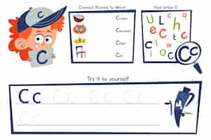 Free vector letter c worksheet template