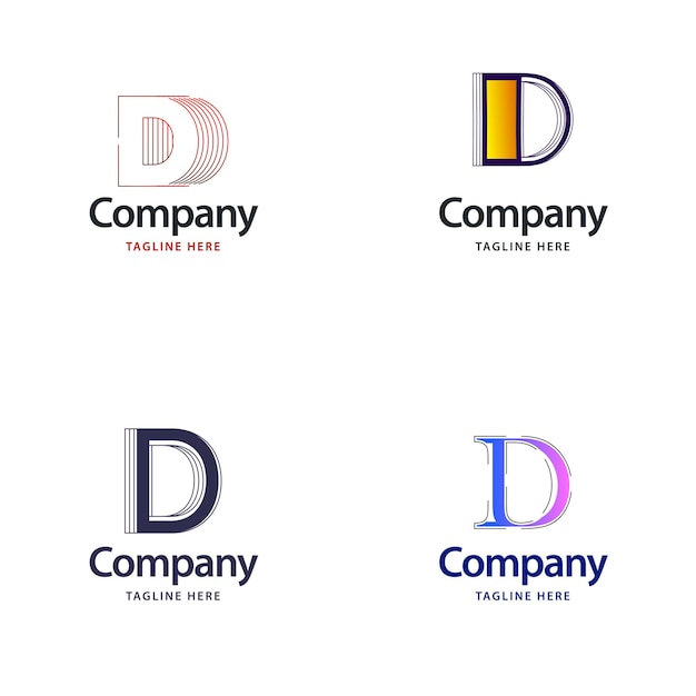 無料ベクター letter d big logo pack design あなたのビジネスのための創造的なモダンなロゴデザイン