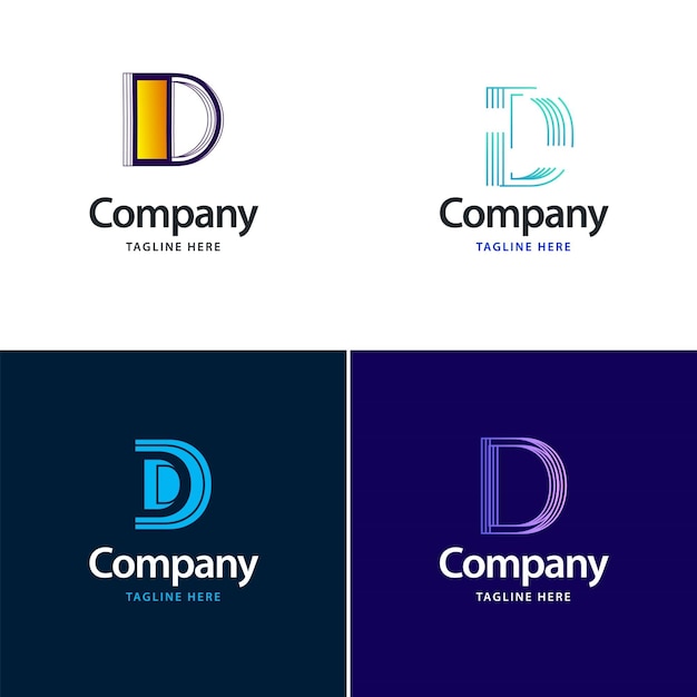 Vettore gratuito lettera d big logo pack design design moderno e creativo dei loghi per la tua azienda illustrazione del nome del marchio vettoriale