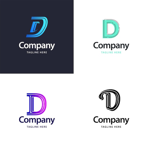 Vettore gratuito lettera d big logo pack design design moderno e creativo dei loghi per la tua azienda illustrazione del nome del marchio vettoriale