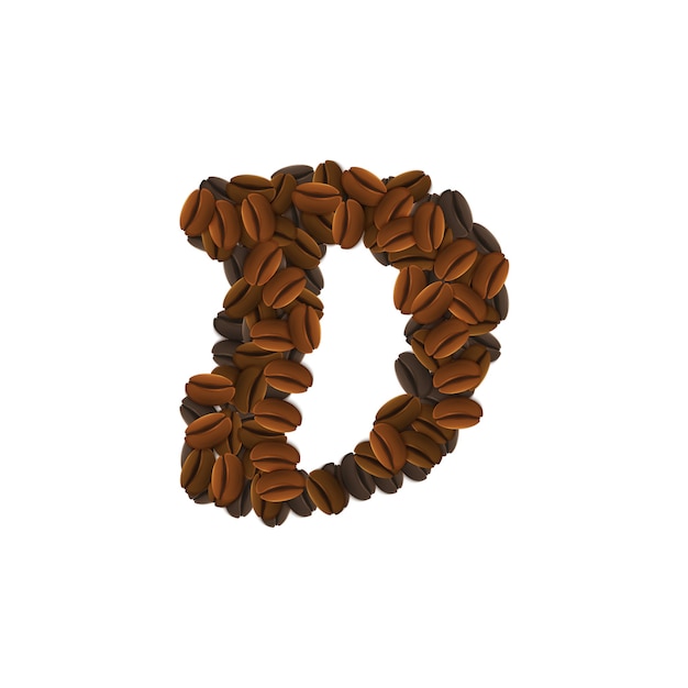 コーヒー粒の文字D