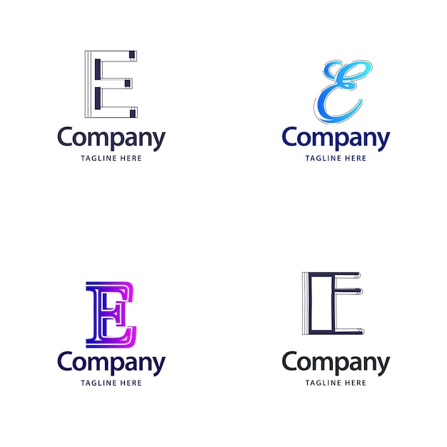 Бесплатное векторное изображение letter e big logo pack design creative современный дизайн логотипов для вашего бизнеса