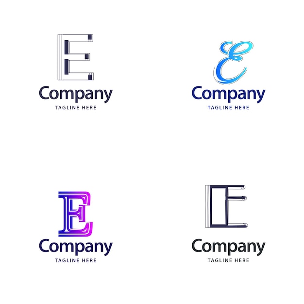 Free vector letter e big logo pack design creative modern logos design for your business