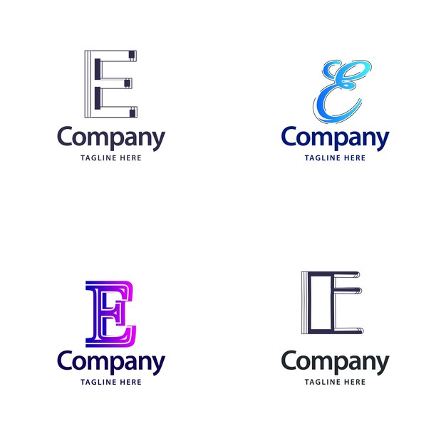 Letter E Big Logo Pack Design あなたのビジネスのための創造的なモダンなロゴデザイン