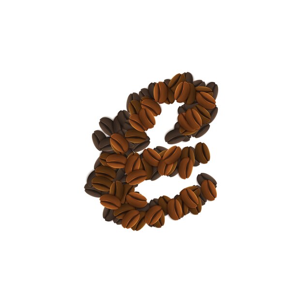 Letter E of coffee grains