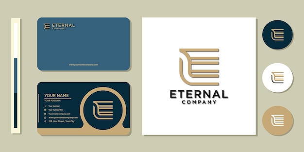 Буква e современные финансы значок логотипа и вдохновение шаблон дизайна визитной карточки Premium векторы